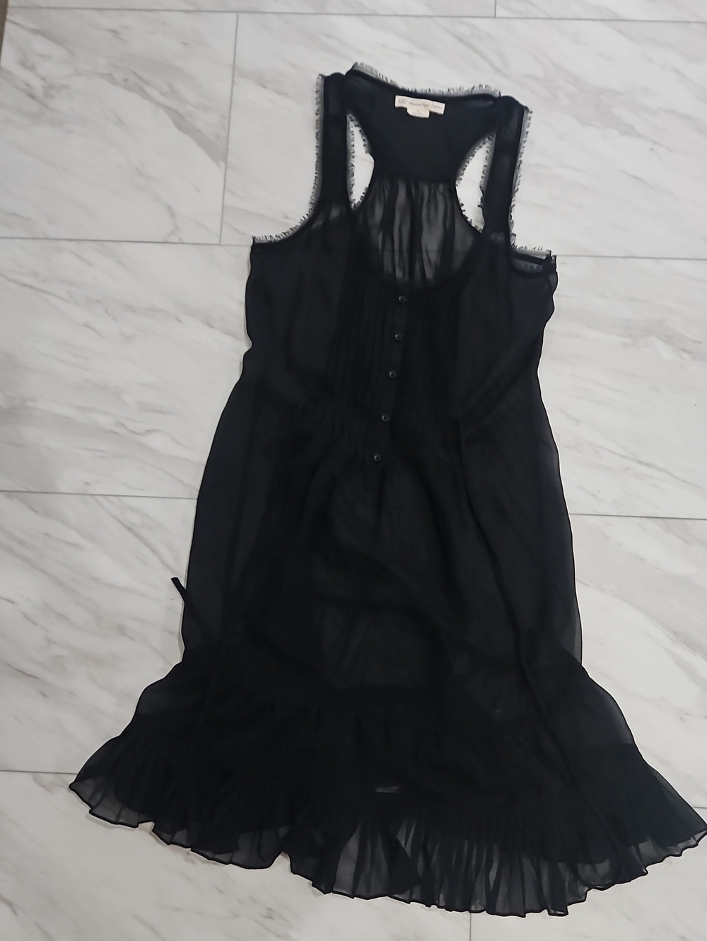 Black Racerback Sheer Dress/swim Coverup